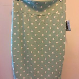 LuLaRoe Cassie Skirt - Large - Minty Polka Dot